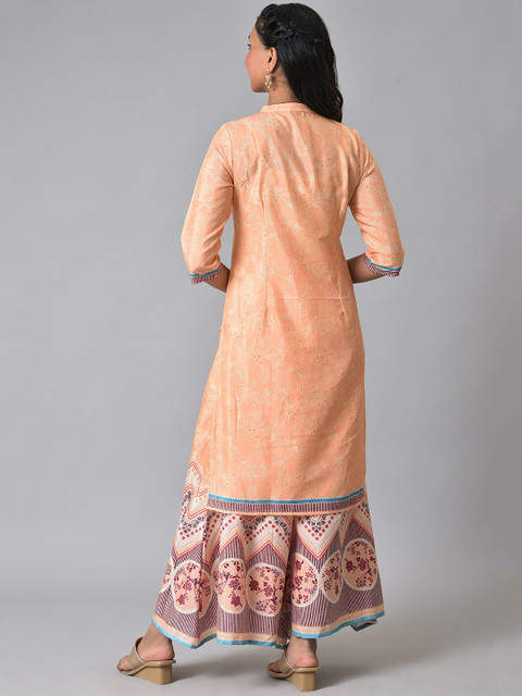 AURELIA Floral Printed Band Collar A-Line Kurta with Palazzos - Image 5