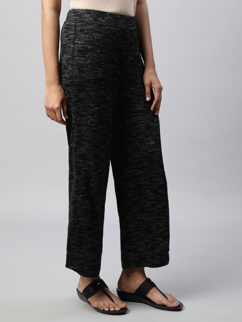 elleven Women Self Design Wide Leg Slip-On Knitted Palazzo - Image 2