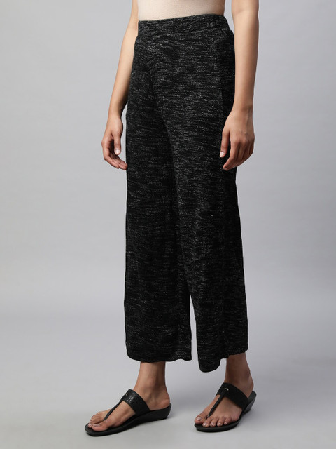 elleven Women Self Design Wide Leg Slip-On Knitted Palazzo - Image 3