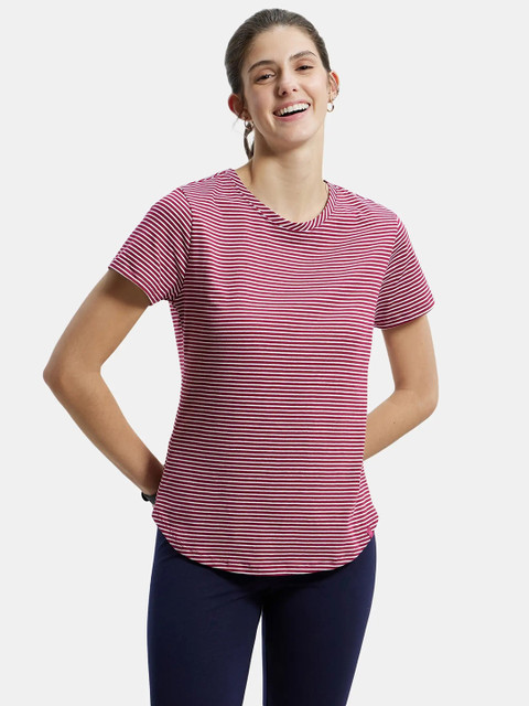 Jockey Super Combed Cotton Stripe Fabric Relaxed Fit T-shirt-A121