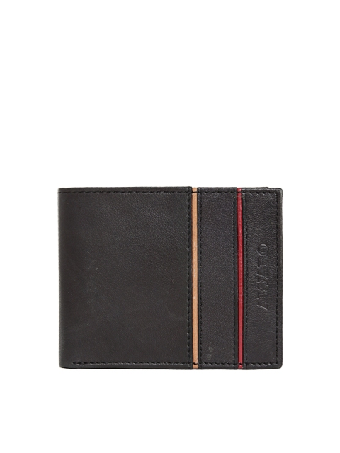 Alvaro Castagnino Men Black Solid Leather Two Fold Wallet