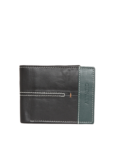 Alvaro Castagnino Men Black Solid Leather Two Fold Wallet
