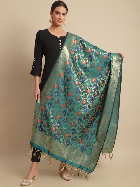 LOOM LEGACY Woven Design Cotton Silk Dupatta With Zari
