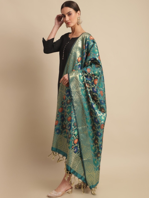LOOM LEGACY Woven Design Cotton Silk Dupatta With Zari - Image 3