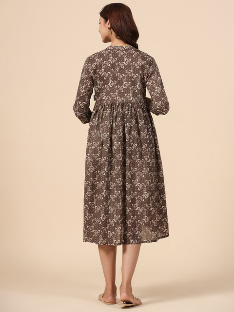 CRAFIQA Floral Print Maternity Fit & Flare Midi Dress - Image 5