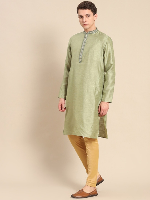Amodh by Kisah Mandarin Collar Art Silk Straight Regular Kurta - Image 3