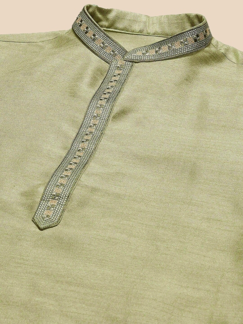 Amodh by Kisah Mandarin Collar Art Silk Straight Regular Kurta - Image 2