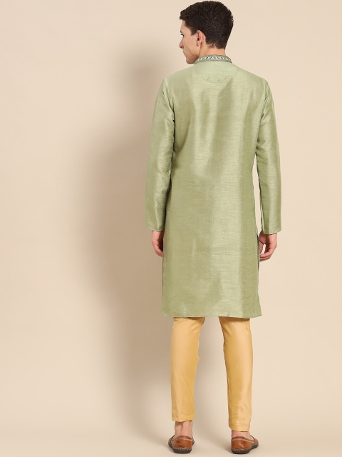 Amodh by Kisah Mandarin Collar Art Silk Straight Regular Kurta - Image 4