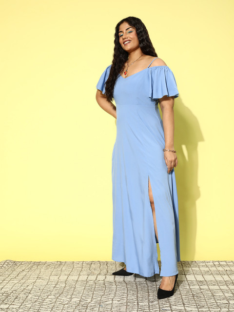 Berrylush Curve Plus Size Off-Shoulder Crepe Maxi Dress - Image 4