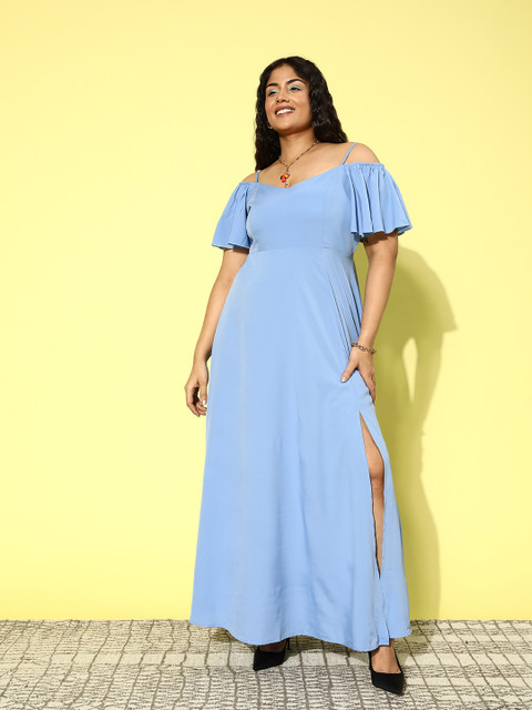 Berrylush Curve Plus Size Off-Shoulder Crepe Maxi Dress - Image 3