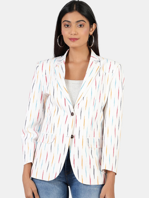 INDOPHILIA Single-Breasted Printed Cotton Blazer