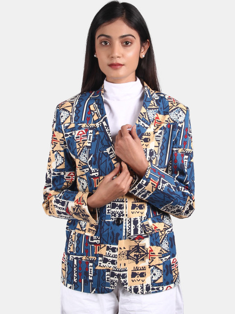 INDOPHILIA Single-Breasted Printed Cotton Blazer