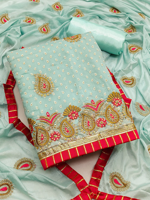 KALINI Embroidered Pure Cotton Unstitched Dress Material