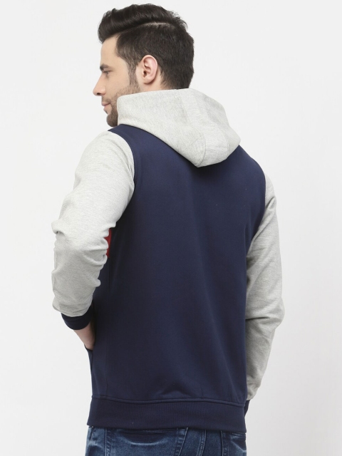 Kalt Hooded Colourblocked Front-Open Fleece Sweatshirt - Image 4