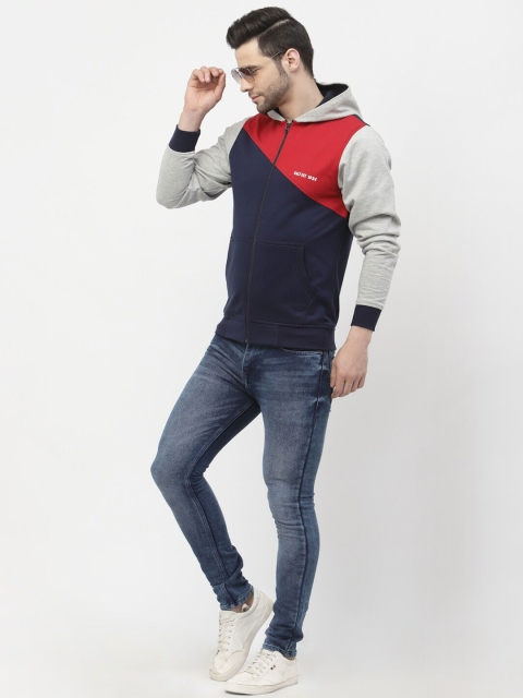 Kalt Hooded Colourblocked Front-Open Fleece Sweatshirt - Image 5