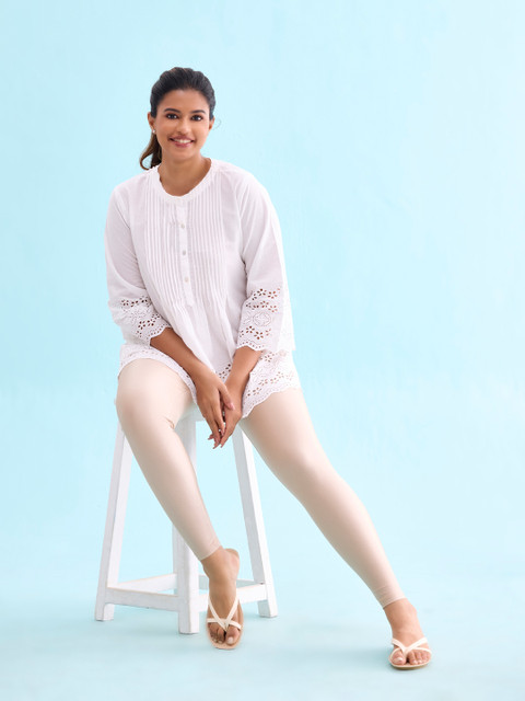 Go Colors Slim-Fit Shimmer Ankle-Length Leggings