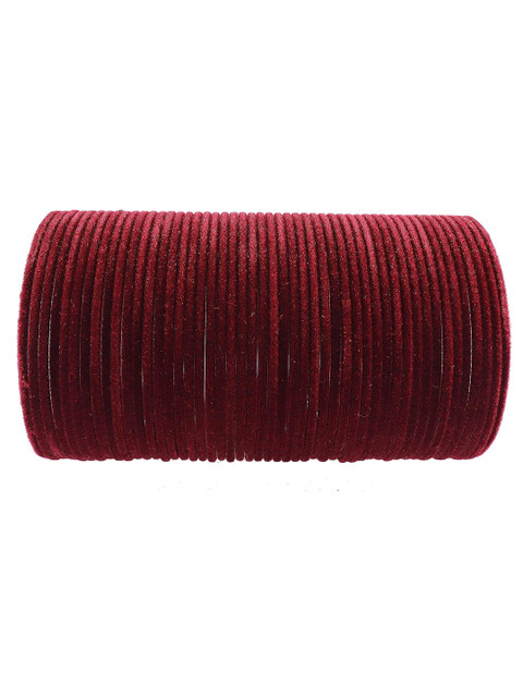 NMII Set Of 48 Metal With Velvet Worked Glossy Finished Bangles