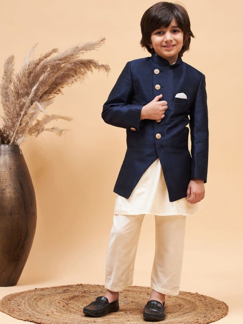 VASTRAMAY Boys Angrakha Style Indo Western Sherwani