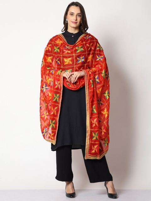 WEAVERS VILLA Floral Embroidered Dupatta