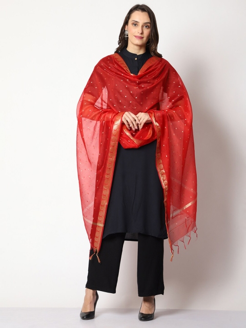 WEAVERS VILLA Ethnic Motifs Woven Design Cotton Silk Dupatta with Zari
