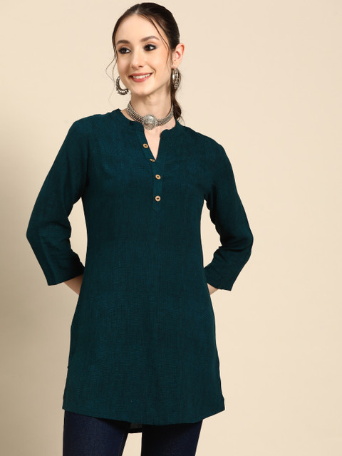 Sangria X fwd Printed Mandarin Collar Short Kurti - Image 4