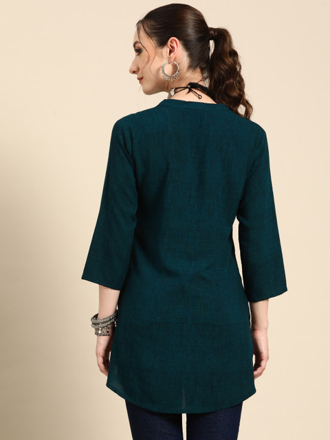 Sangria X fwd Printed Mandarin Collar Short Kurti - Image 6