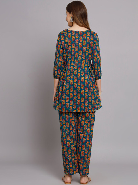 Vastralay Printed Pure Cotton Maternity Feeding Top With Trouser - Image 5