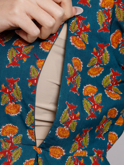 Vastralay Printed Pure Cotton Maternity Feeding Top With Trouser - Image 2