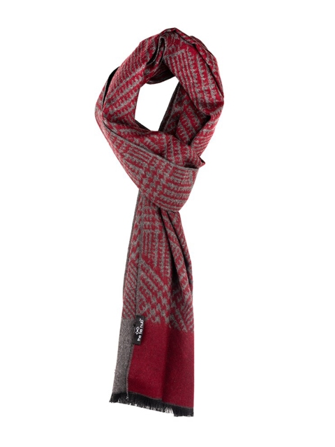 The Tie Hub Men Checked Woolen Scarf With Frayed Border - Image 2