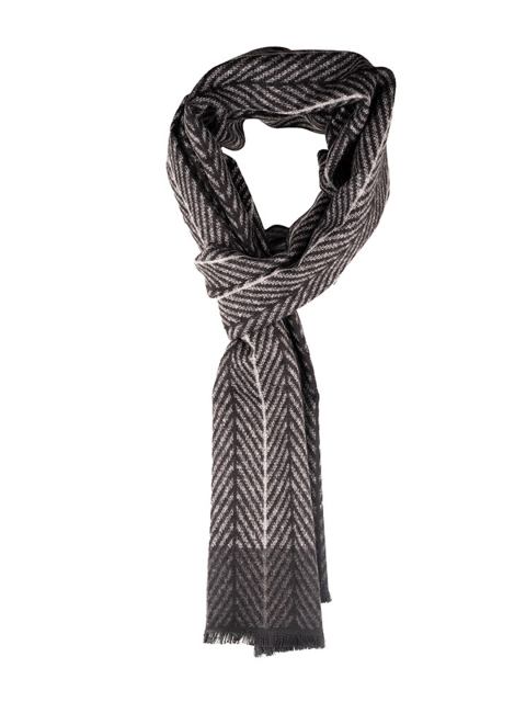 The Tie Hub Men Striped Woolen Scarf With Frayed Border - Image 2