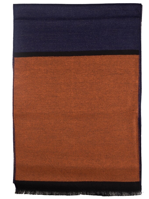 The Tie Hub Men Colourblocked Woolen Scarf With Frayed Border - Image 3