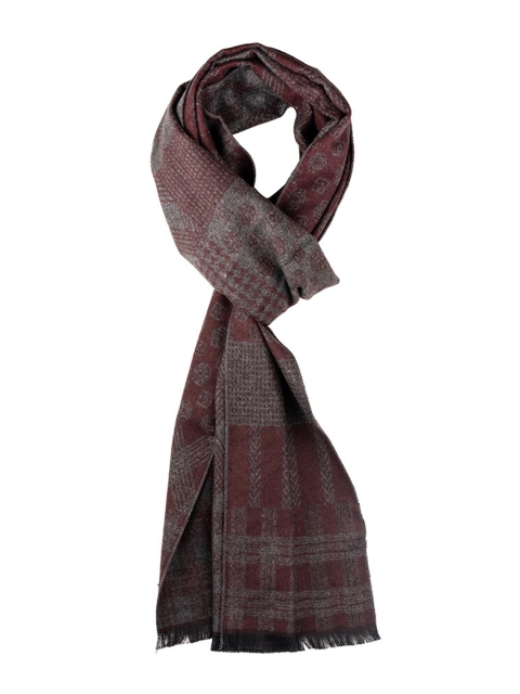 The Tie Hub Men Printed Woolen Scarf With Frayed Border - Image 2