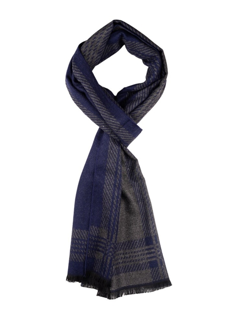 The Tie Hub Men Striped Woolen Scarf With Frayed Border - Image 2