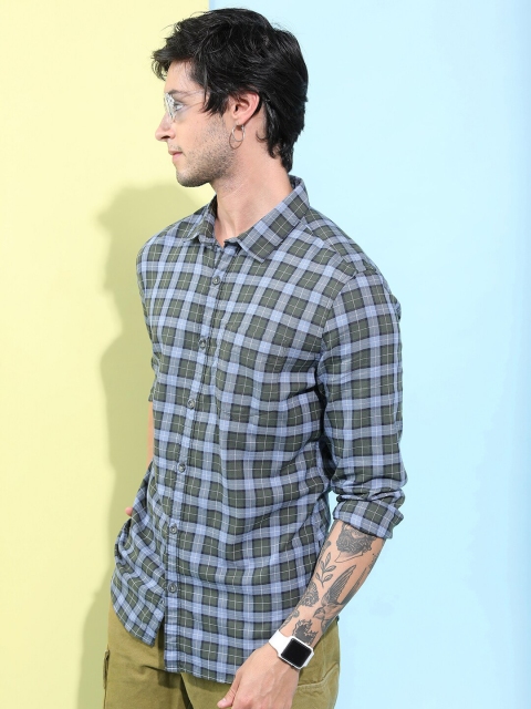 HIGHLANDER Slim Fit Tartan Checked Casual Shirt
