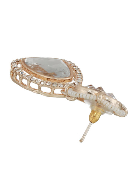Priyaasi Rose Gold-Plated Contemporary AD Studded Drop Earrings - Image 6