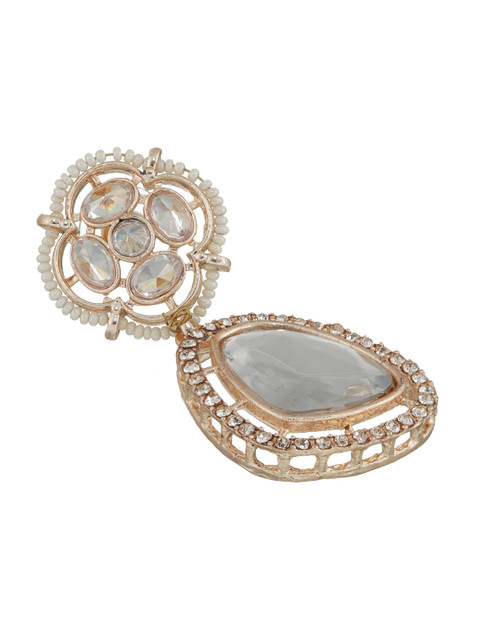 Priyaasi Rose Gold-Plated Contemporary AD Studded Drop Earrings - Image 5