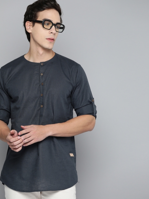 DENNISON Men Solid Linen Kurta
