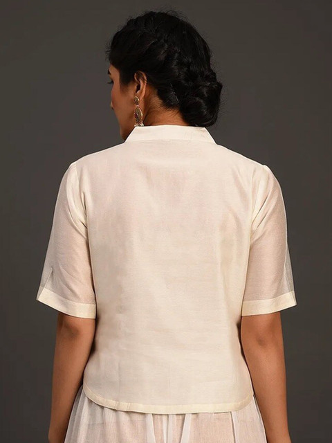 SMRITI GUPTA Mandarin Collar Short Sleeves Ethnic Top - Image 3