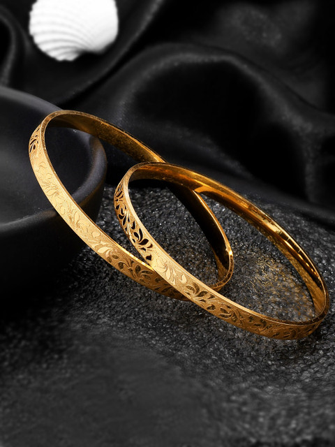 Shoshaa Set Of 2 Gold-Plated Handcrafted Bangles