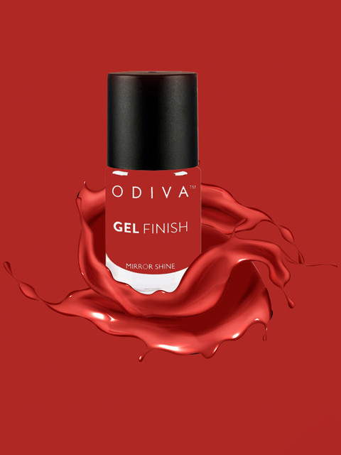 ODIVA Gel Finish Mirror Shine Long-Wearing Nail Polish 11 ml - Fiery Red 028 - Image 3