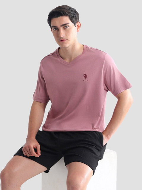U.S. Polo Assn. Embroidered Logo V-Neck Cotton Lounge T-shirts