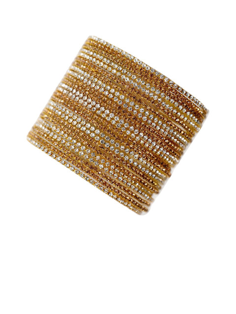 NMII Set Of 24 Crystal Stone Studded Glossy Finished Bangles - Image 3