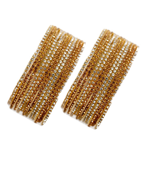 NMII Set Of 24 Crystal Stone Studded Glossy Finished Bangles - Image 5