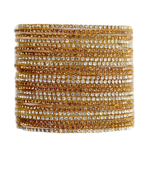 NMII Set Of 24 Crystal Stone Studded Glossy Finished Bangles - Image 4