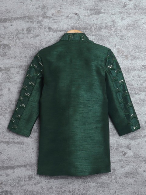 ahhaaaa Boys Embellished Mandarin Collar Indo-Western Sherwani Set - Image 3
