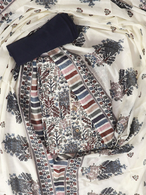 SALWAR STUDIO Embroidered Pure Cotton Unstitched Dress Material