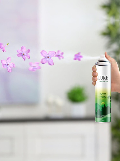 LURE 3 Pieces of Air Freshener - Green Valley,Floral Mist and Oud & Saffron-220ml Each - Image 4