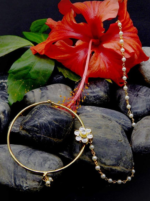 AccessHer Gold-Plated Kundan-Studded Clip-On Ring Ninepin