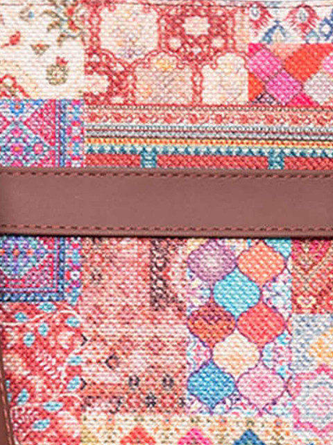 ZOUK Printed Structured Jute Laptop Shoulder Tote Bag - Image 8