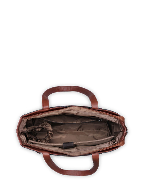 ZOUK Printed Structured Jute Laptop Shoulder Tote Bag - Image 6